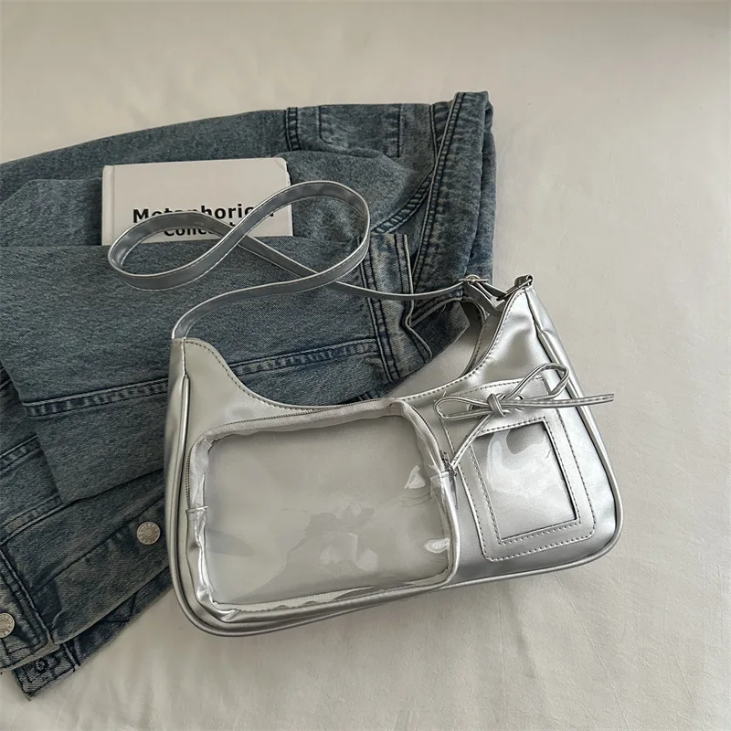 Przezroczysta torebka crossbody w stylu Y2K Srebrny