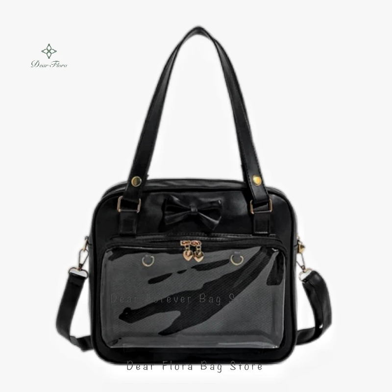 Przezroczysta torebka Ita Bag z kokardą Y2K — styl Lolita Czarny