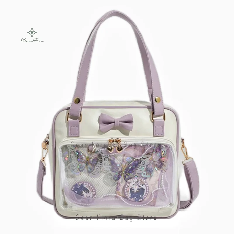 Przezroczysta torebka Ita Bag z kokardą Y2K — styl Lolita Fioletowy