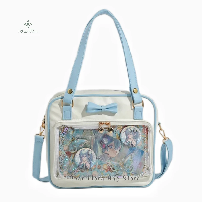 Przezroczysta torebka Ita Bag z kokardą Y2K — styl Lolita Niebieski