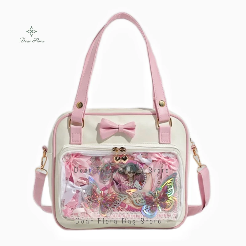 Przezroczysta torebka Ita Bag z kokardą Y2K — styl Lolita Różowy