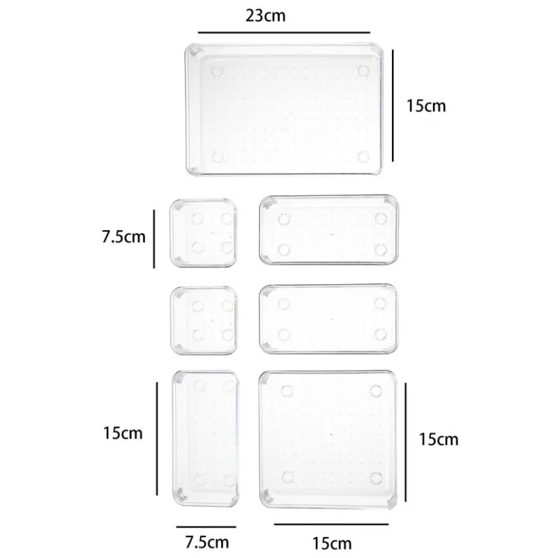 Zestaw przezroczystych organizerów do szuflad – 7 elementów 7PCS