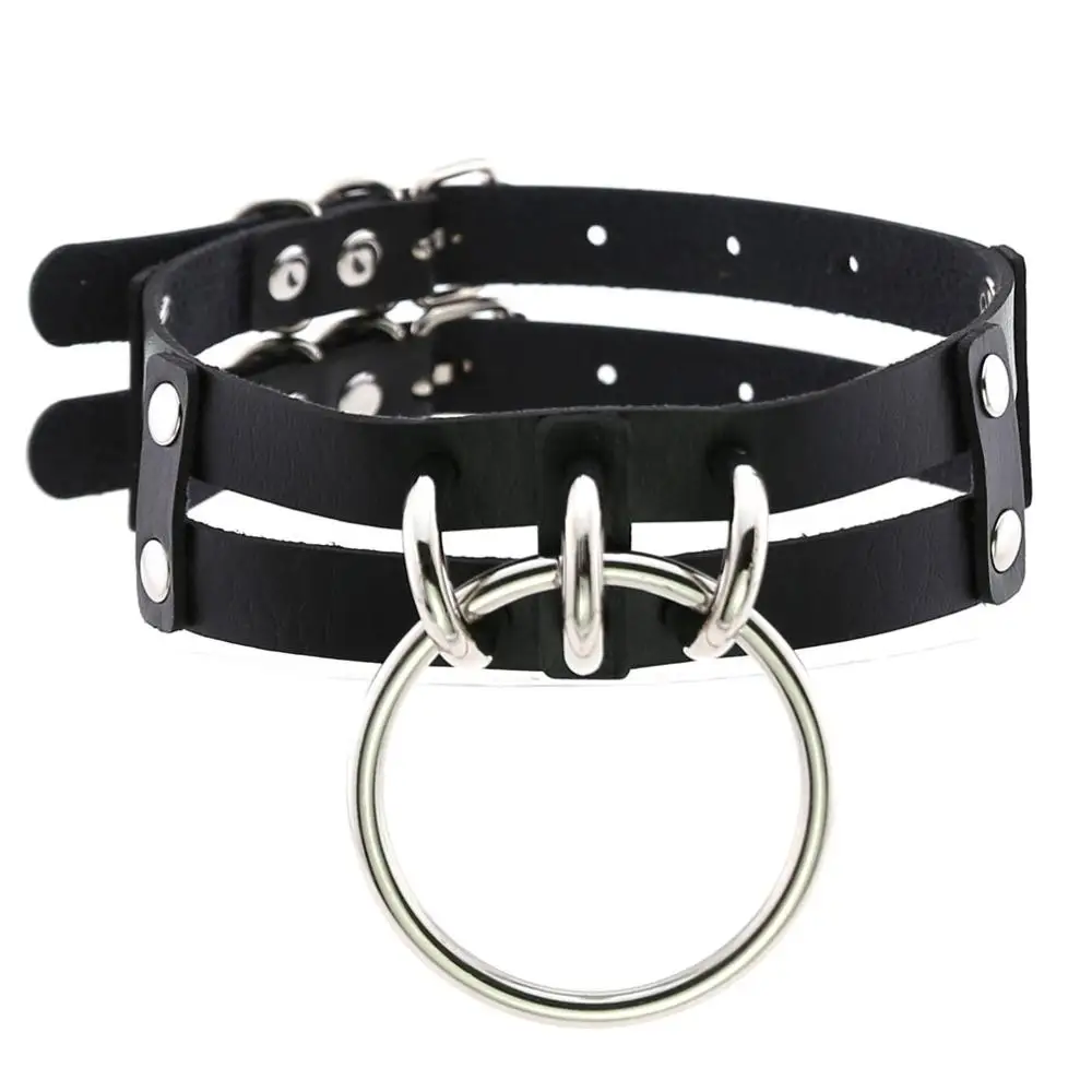 Przezroczysty choker punk z dużym kółkiem - gotycka obroża dla kobiet Czarny