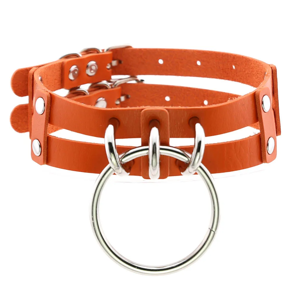 Przezroczysty choker punk z dużym kółkiem - gotycka obroża dla kobiet Pomarańczowy
