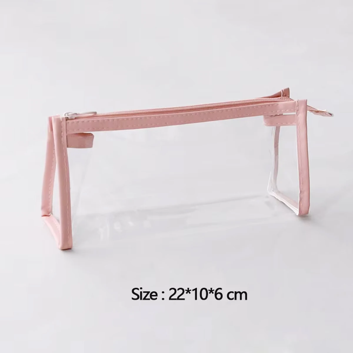 Przezroczysty piórnik o dużej pojemności kawaii Blady róż