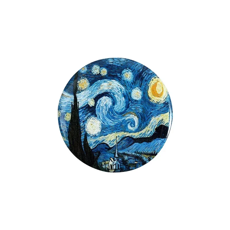 Przypinka emaliowana czarny kot Van Gogh sztuka Czerwony