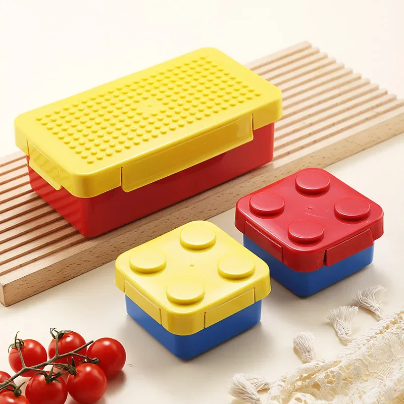 Pudełko na lunch w kształcie klocków, bento dla dzieci Pomarańczowy