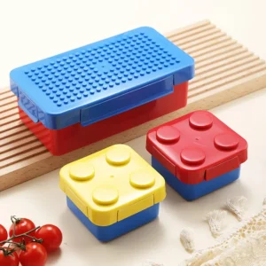 Pudełko na lunch w kształcie klocków, bento dla dzieci Srebrny