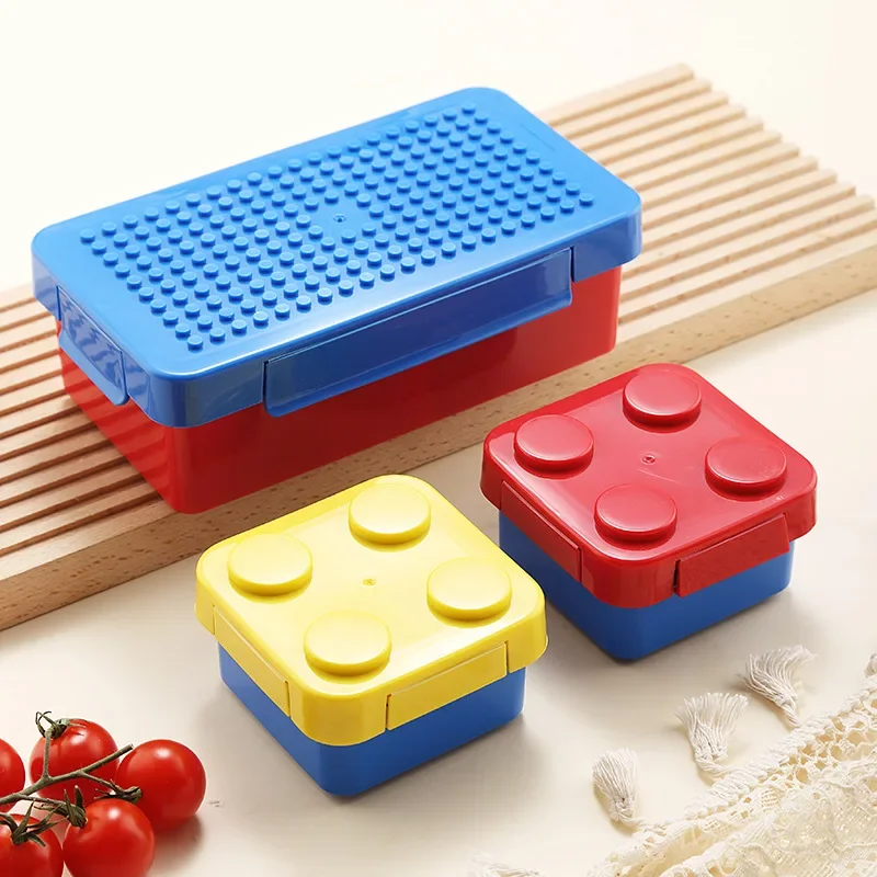 Pudełko na lunch w kształcie klocków, bento dla dzieci Srebrny