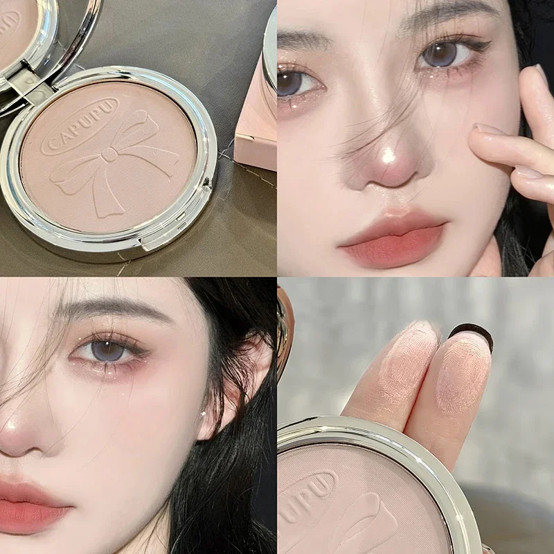 Puder prasowany matujący z kontrolą sebum i kokardką Khaki