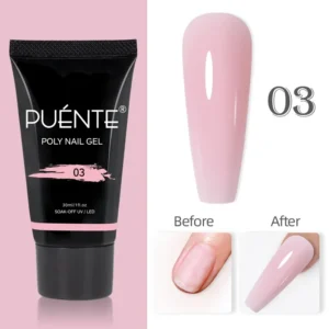 PUENTE żel budujący do przedłużania paznokci HEMA Free z połyskiem Poly nail gel 03