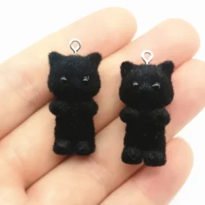 Puszyste żywiczne zawieszki w kształcie kota do biżuterii DIY Brązowy