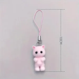 Puszysty Breloczek z Kotkiem Fairycore do Torby Różowy