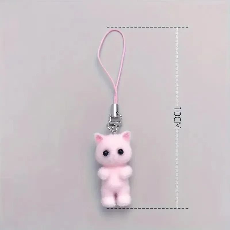 Puszysty Breloczek z Kotkiem Fairycore do Torby Różowy