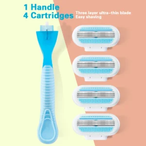 Ręczna maszynka do golenia damska z wymiennymi ostrzami 1 handle 4 blade (l)