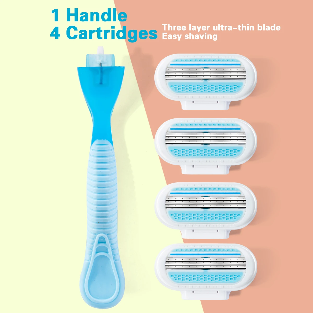 Ręczna maszynka do golenia damska z wymiennymi ostrzami 1 handle 4 blade (l)