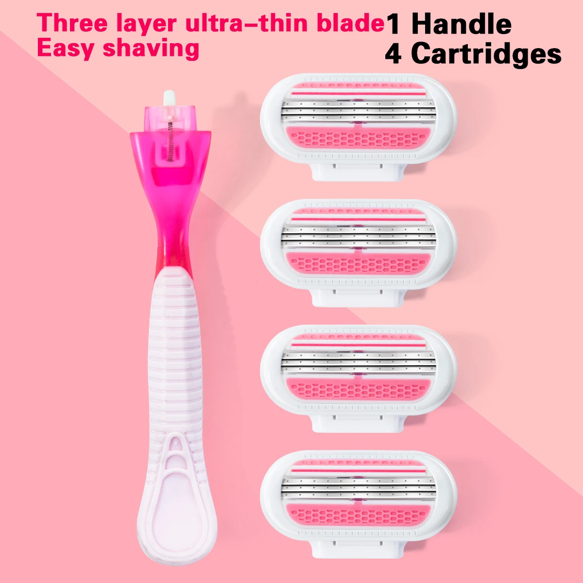 Ręczna maszynka do golenia damska z wymiennymi ostrzami 1 handle 4 blade (x)
