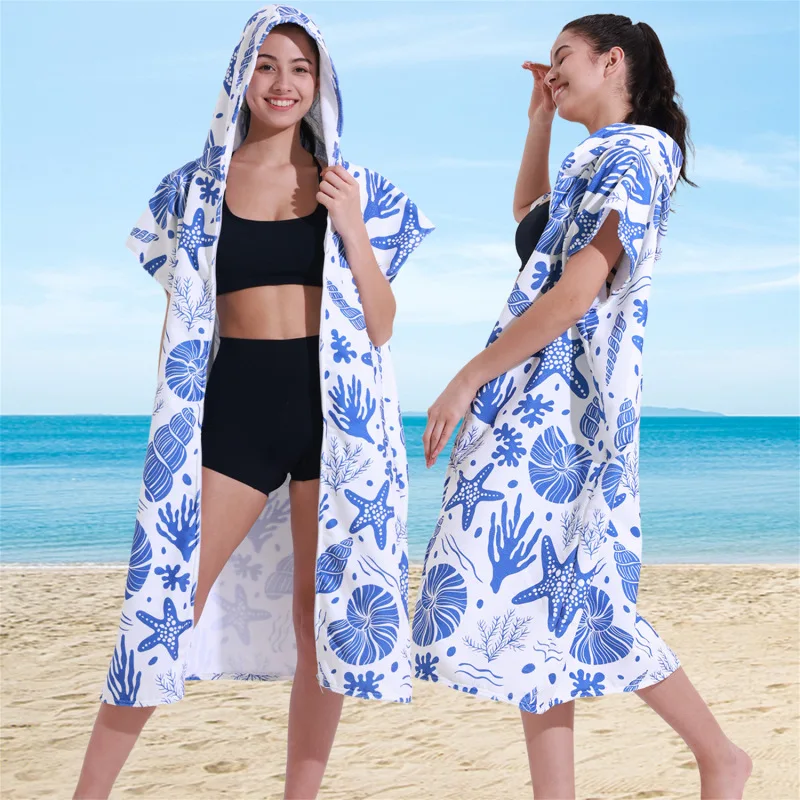 Ręcznik plażowy z kapturem dla maluchów mężczyzn i kobiet unisex Niebieski