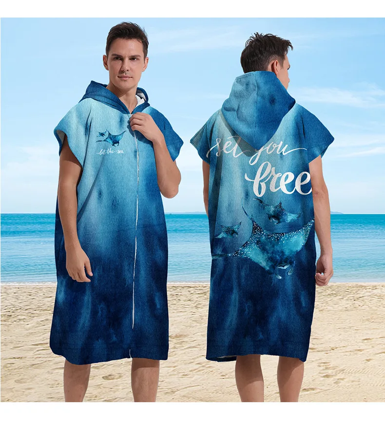 Ręcznik plażowy z kapturem dla maluchów mężczyzn i kobiet unisex Srebrny