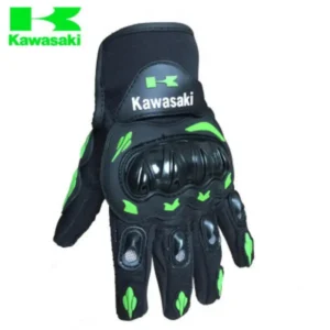 Rękawice motocyklowe Kawasaki z pełnymi palcami Zielony