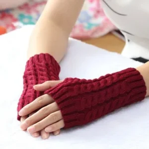 Damskie rękawiczki bez palców ze sznurowanym wzorem Twist Ciemnoszary
