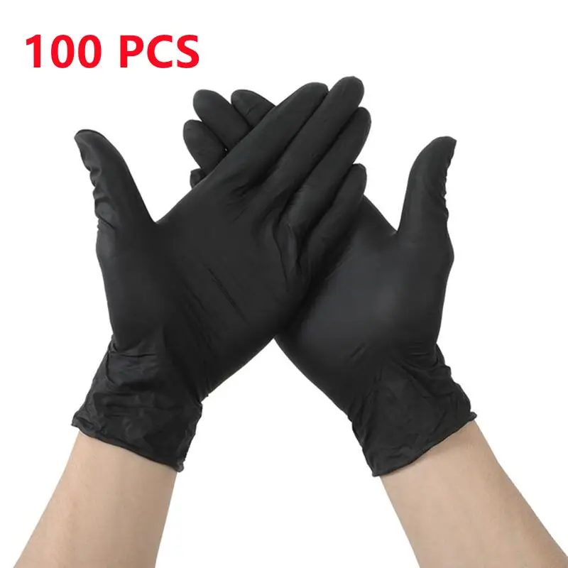 Rękawiczki nitrylowe jednorazowe bez lateksu - 100 sztuk Czarny