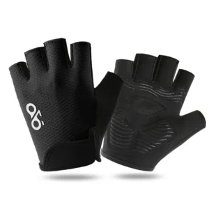 Rękawiczki rowerowe z odkrytymi palcami, oddychające unisex Czarny