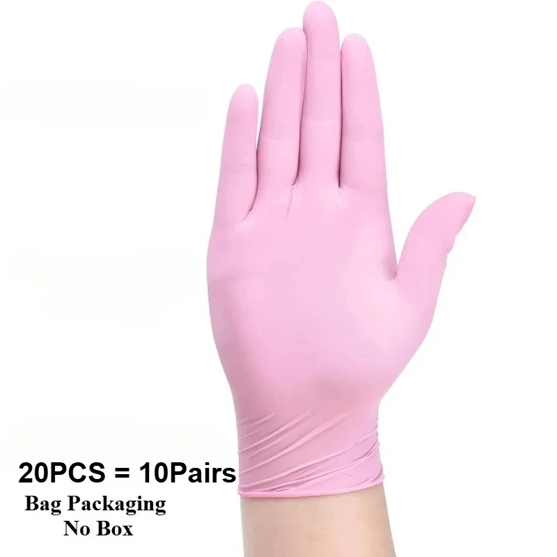 Różowe rękawiczki nitrylowe jednorazowe bez pudru 20PCS