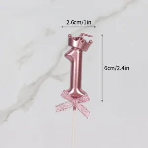 Różowe świeczki cyfry 0-9 – dekoracja tortu na baby shower Czerwony
