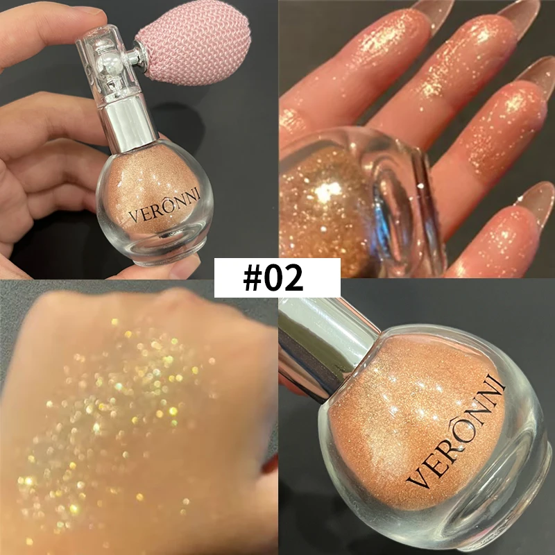 Rozświetlacz do ciała w sprayu z brokatem - diamentowy puder Jasnoszary