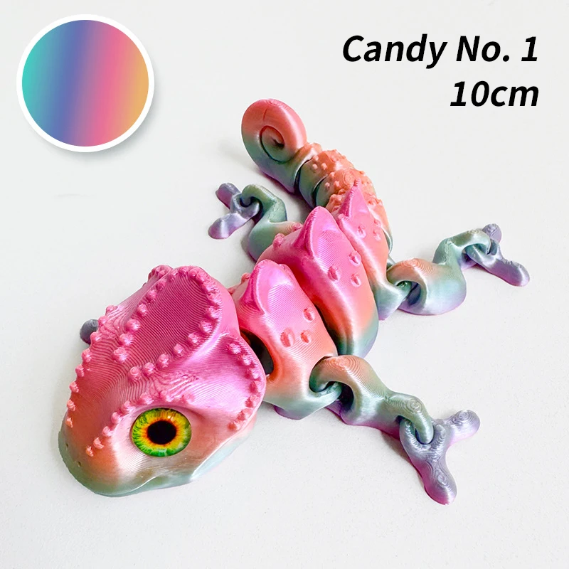 Ruchomy kameleon 3D - przegubowa zabawka figurka Złoto