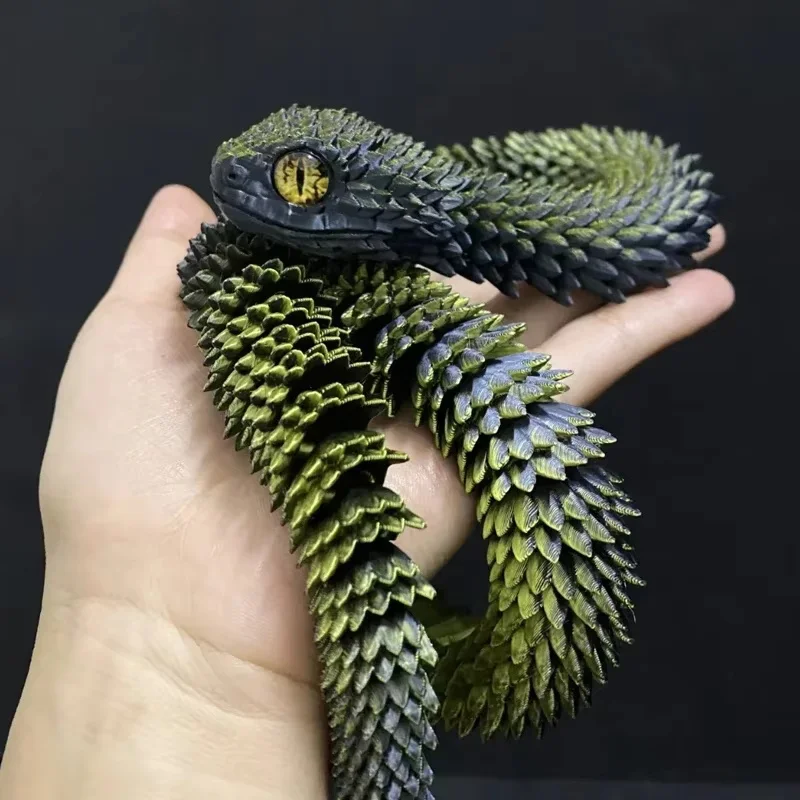 Ruchomy wąż 3D - fidget figurka na biurko Khaki