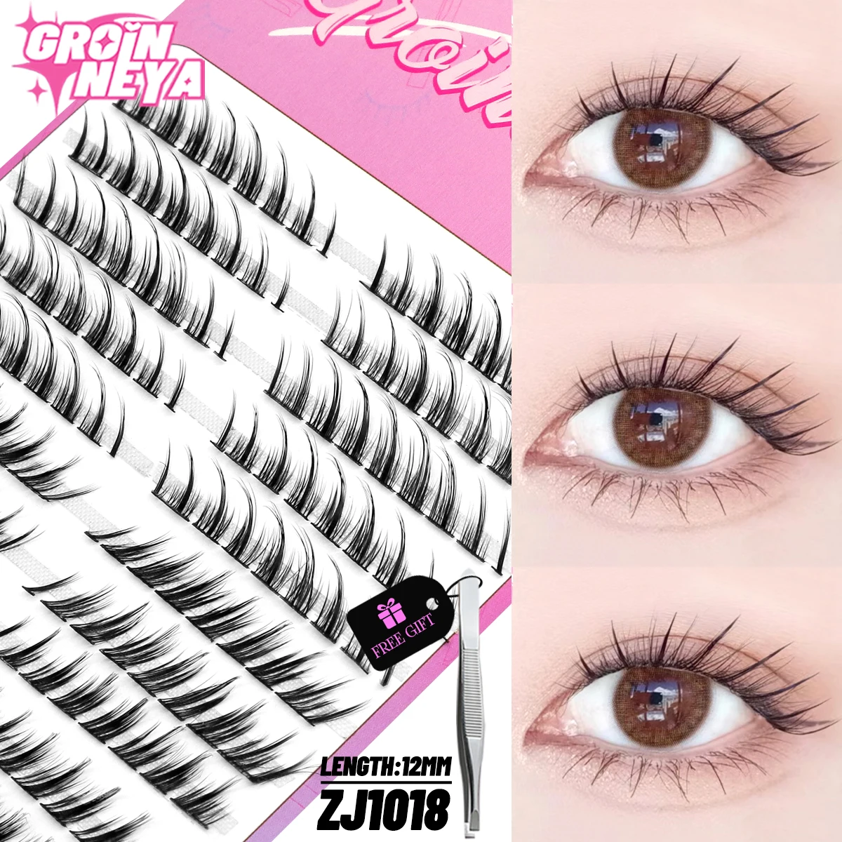 Rzęsy cluster do samodzielnego przedłużania — objętość DIY Jasny