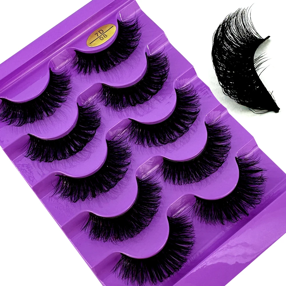 Rzęsy kocie oko 3D naturalne 5 par — manga curl puszysty Czarny i czerwony
