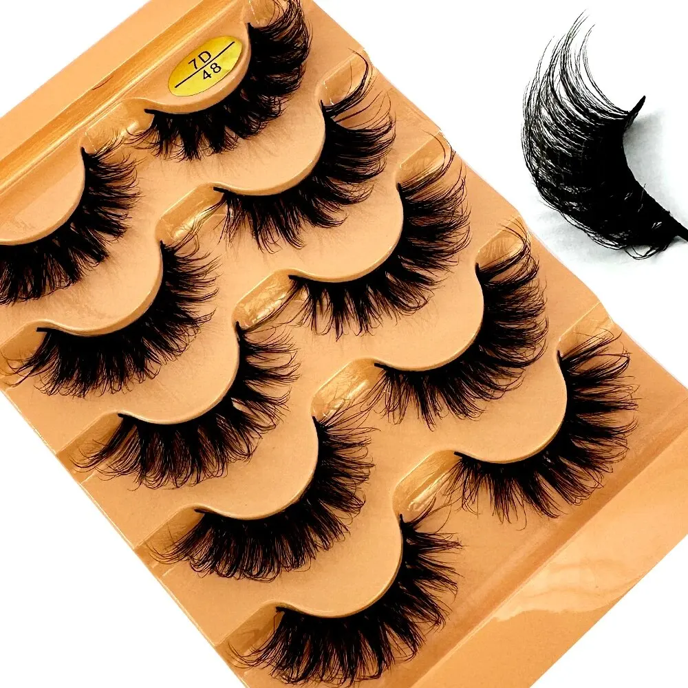 Rzęsy kocie oko 3D naturalne 5 par — manga curl puszysty Czarny i srebrny