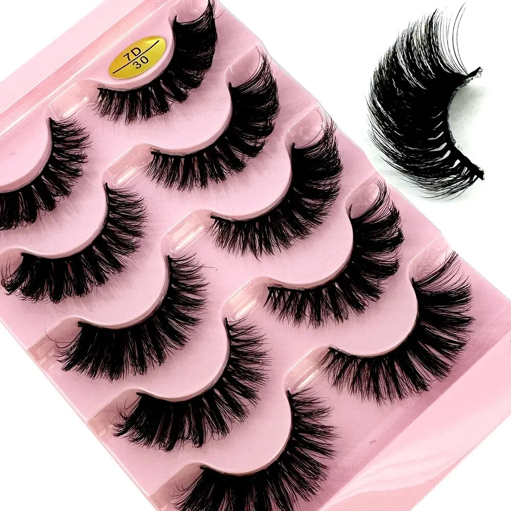 Rzęsy kocie oko 3D naturalne 5 par — manga curl puszysty Jasny niebieski