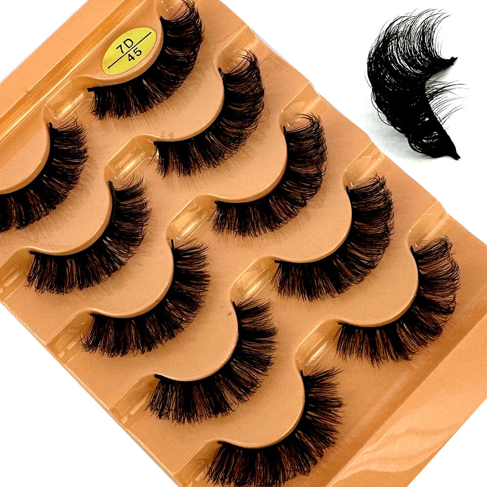 Rzęsy kocie oko 3D naturalne 5 par — manga curl puszysty Róża czerwona