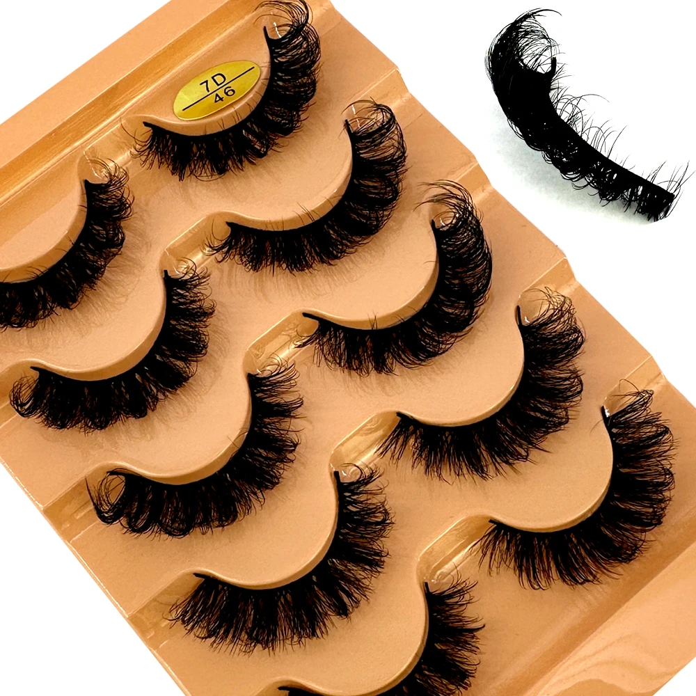 Rzęsy kocie oko 3D naturalne 5 par — manga curl puszysty Szczotkowany chrom