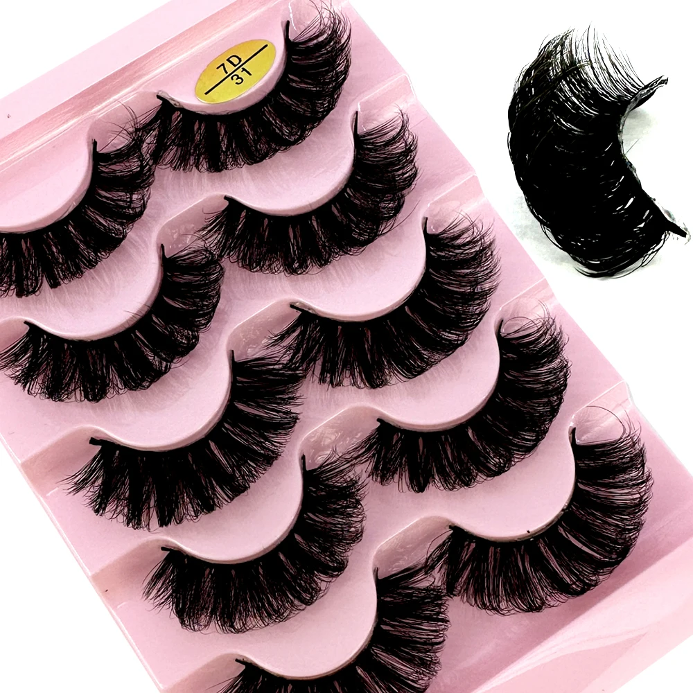 Rzęsy kocie oko 3D naturalne 5 par — manga curl puszysty Szczotkowany mosiądz