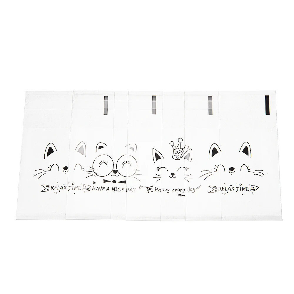 Samoprzylepne torebki OPP z nadrukiem – 50 szt. Cat face
