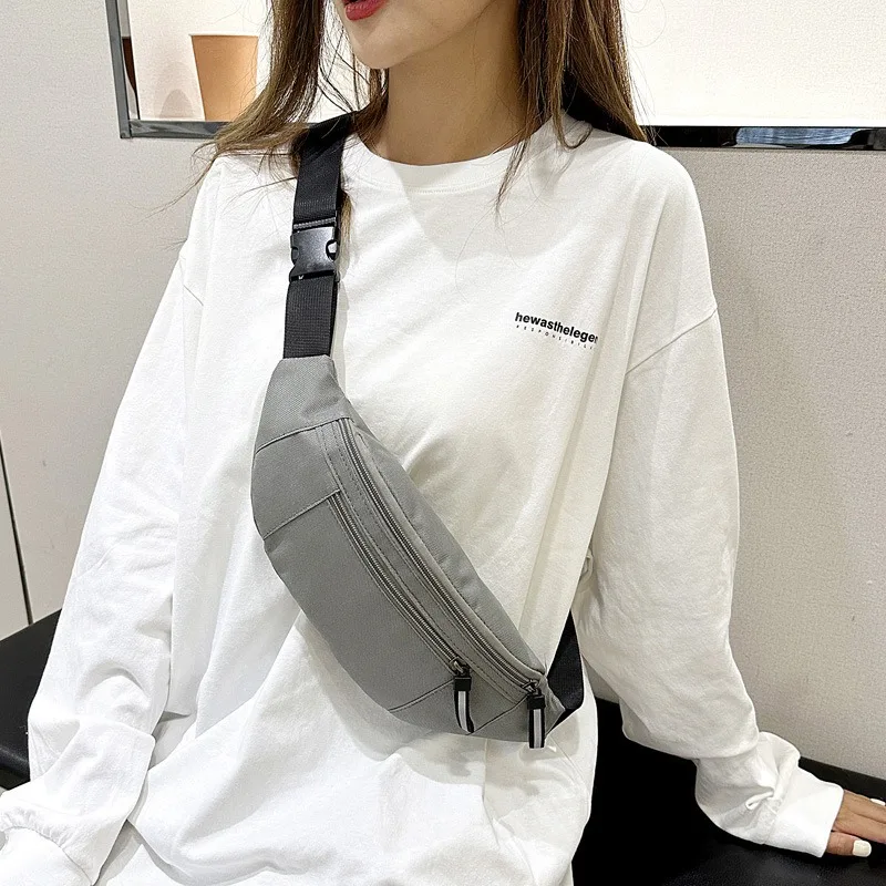 Saszetka nerka na klatkę piersiową unisex z dużą pojemnością Szary