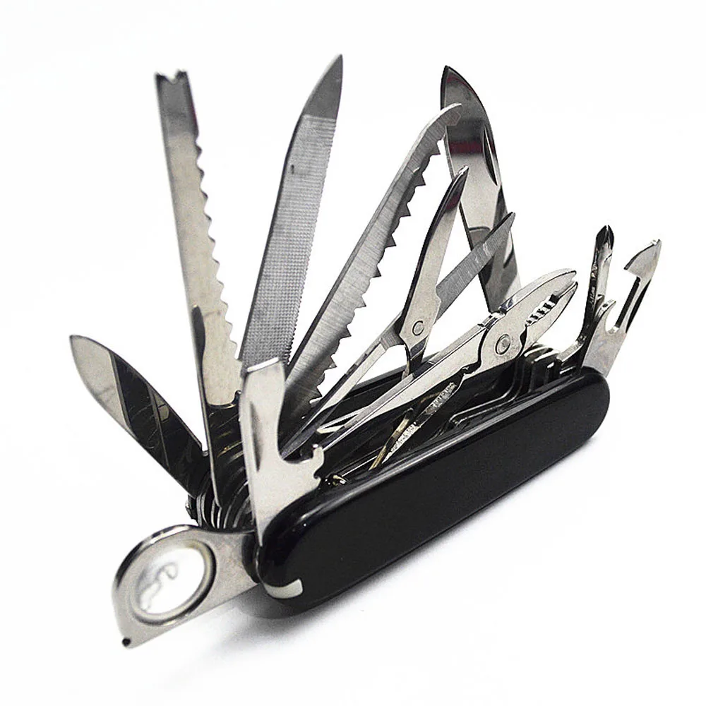 Scyzoryk survivalowy 30 funkcji multitool EDC do kempingu Czarny