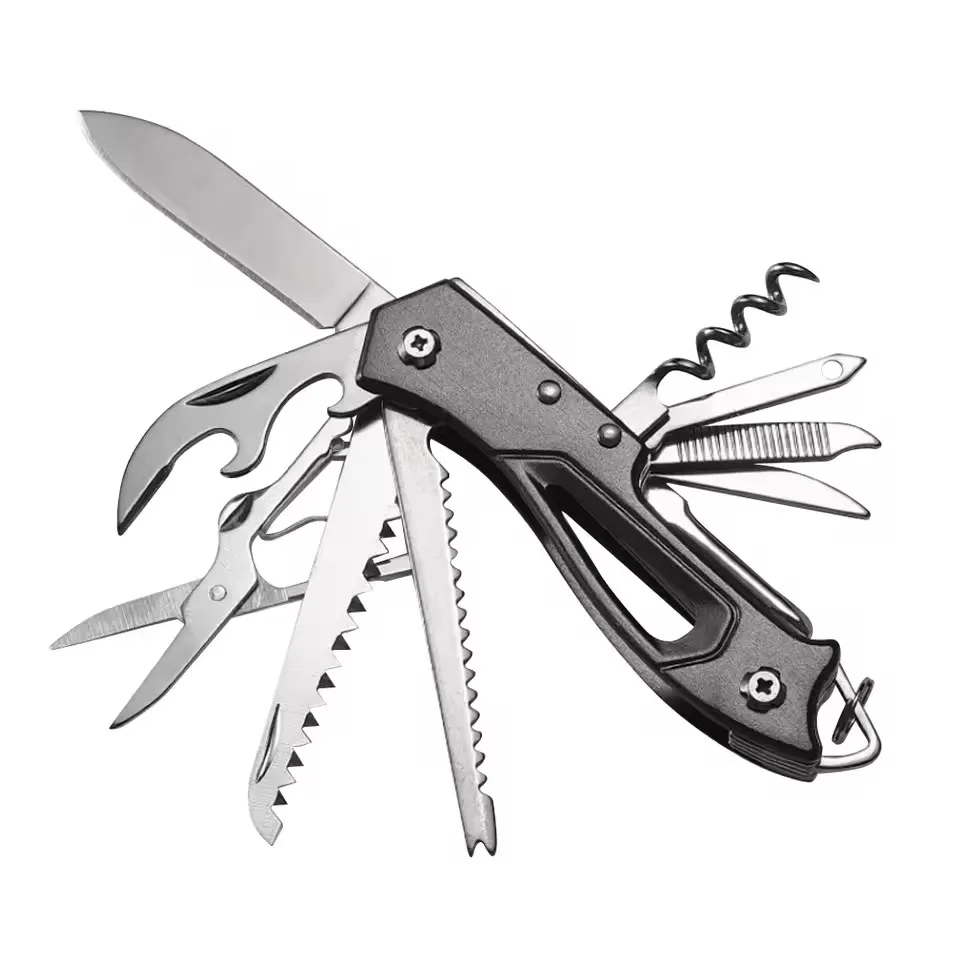 Scyzoryk survivalowy 30 funkcji multitool EDC do kempingu żółty
