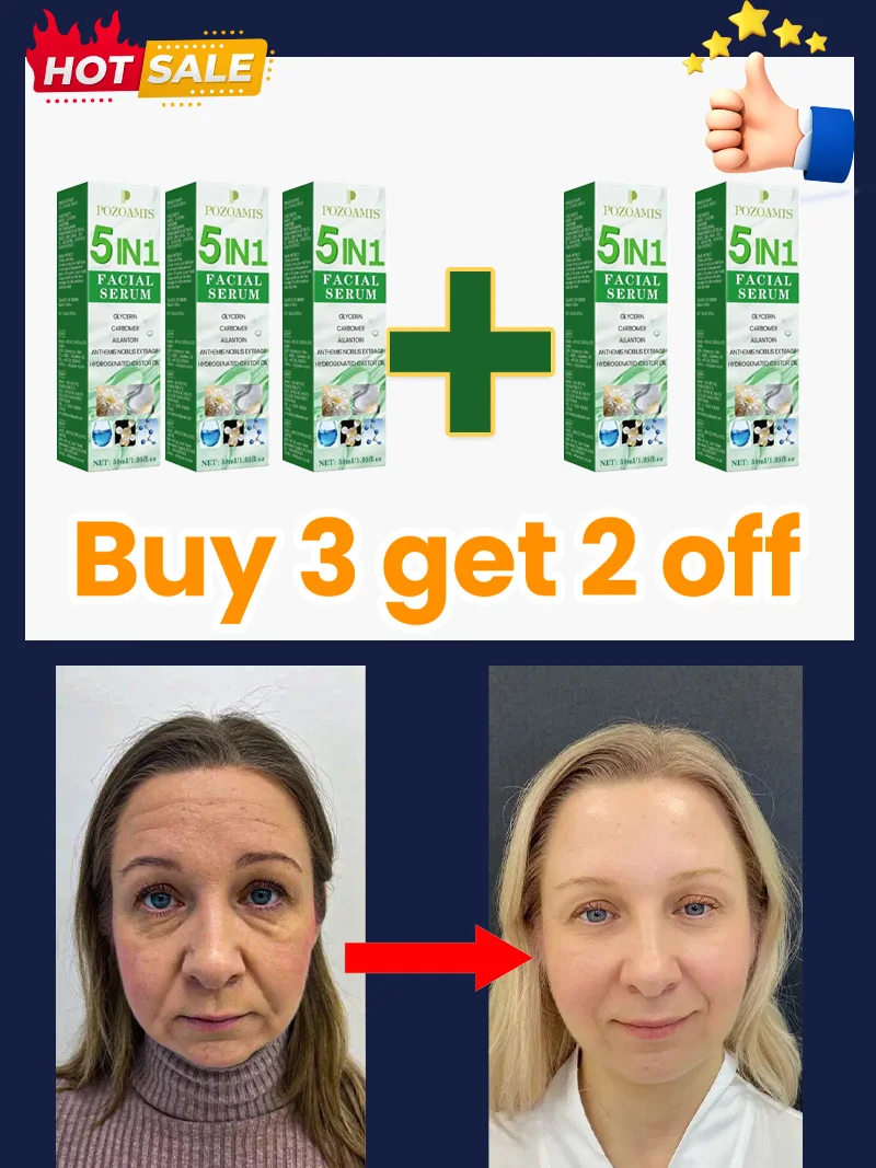Serum do twarzy 5 w 1 przeciwzmarszczkowe, nawilżające i ujędrniające Buy 3get 2 free