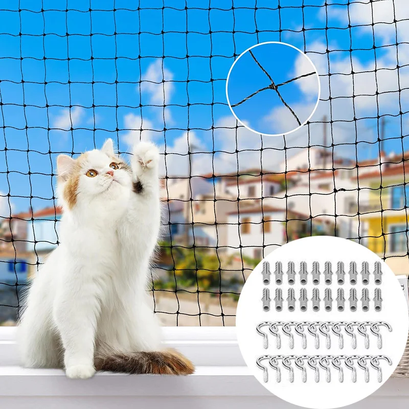 Siatka asekuracyjna na balkon dla kota Beżowy