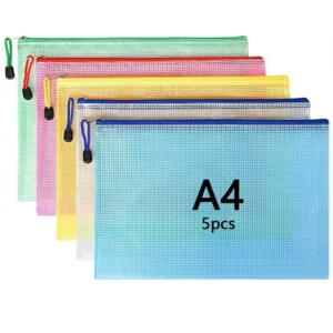 Siatkowe etui na dokumenty z zamkiem A4 A5 A6 – 5 szt. Czerwony