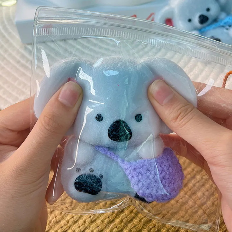 Silikonowy gniotek koala kawaii, ręcznie robiony Jasnoszary