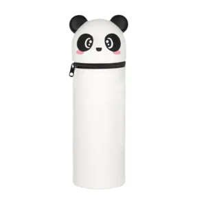 Silikonowy piórnik Panda 2w1 z uchwytem na długopis i zamkiem Biały