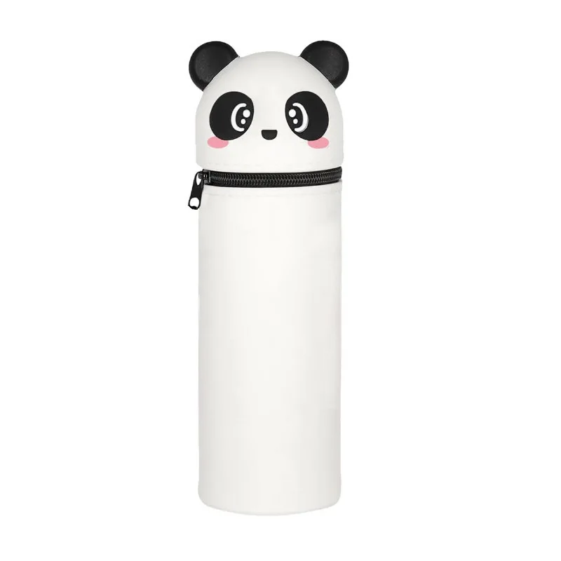 Silikonowy piórnik Panda 2w1 z uchwytem na długopis i zamkiem Biały