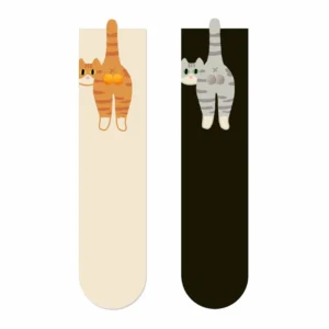 Skarpetki z kotami 3D czarno-białe – śmieszne skarpetki do spania Beżowy